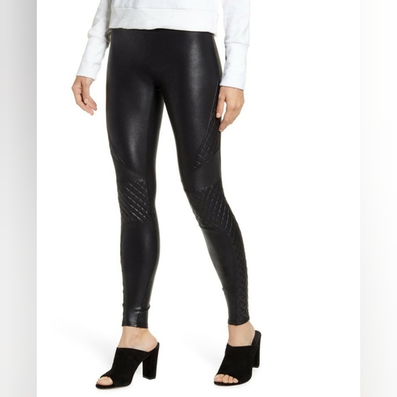 spanx quilted moto faux leather high rise leggings - Picture 4 of 7